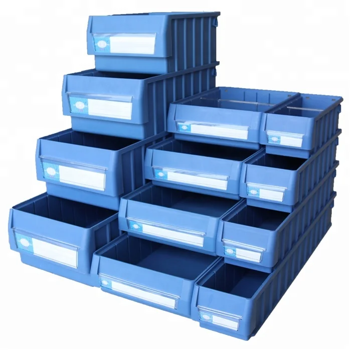Warehouse Industrial High Quality Plastic Stackable Storage Shelf Bins Plastic Portable Boxes For Spare Parts