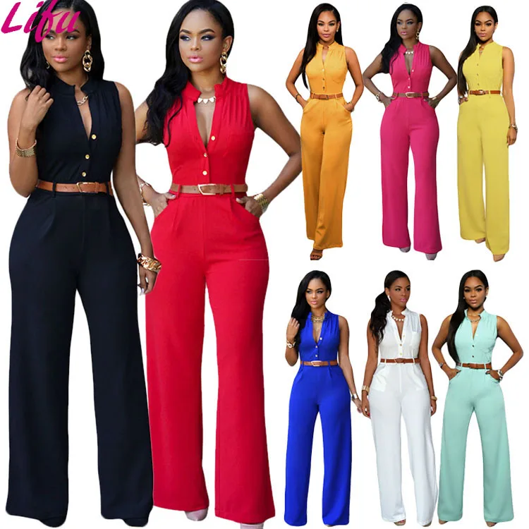 

Lifu Women Jumpsuits Summer Fashion Ladies Rompers Sleeveless Long Sexy Jumpsuits And Rompers, 7 colors