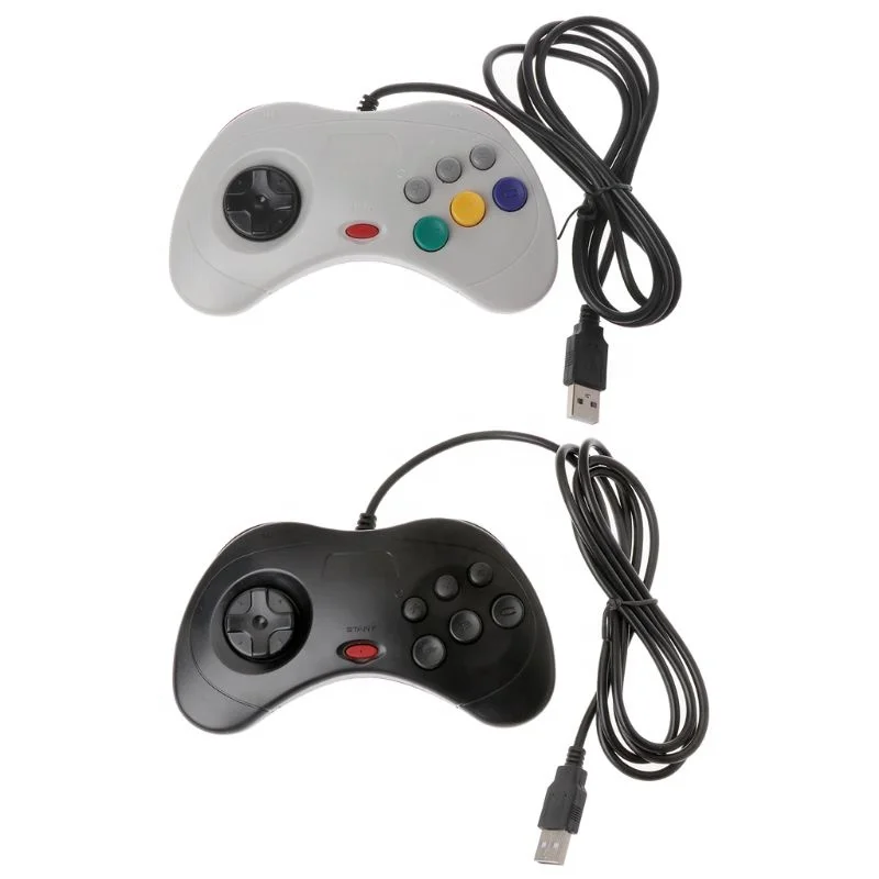 

Wholesale Popular Retro Wired USB Classic Game Controller Gamepad Joypad for PC For Sega Saturn System Style, White, black