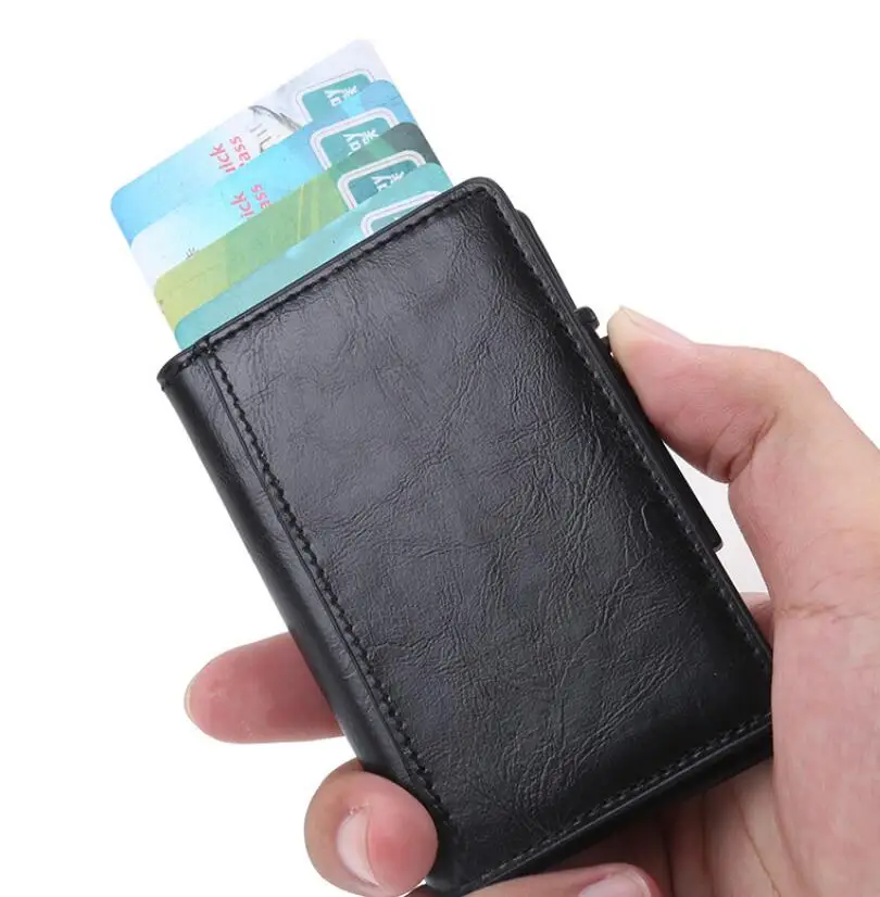 Rfid Anti-scan Pu Leather Case Aluminium Metal Credit Card Holder ...