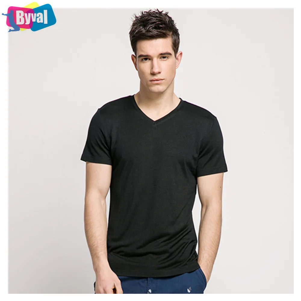 
Mens V Neck T Shirt 100% Bamboo Fabric Tshirts Blank T-shirt Wholesale Custom Logo Clothing China Supplier 