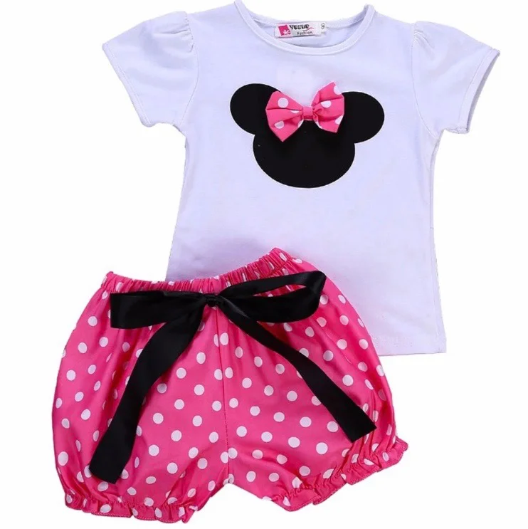 

Baby Girls Clothes Kids Set Fashion Bow Short Sleeve T-Shirt +Pant