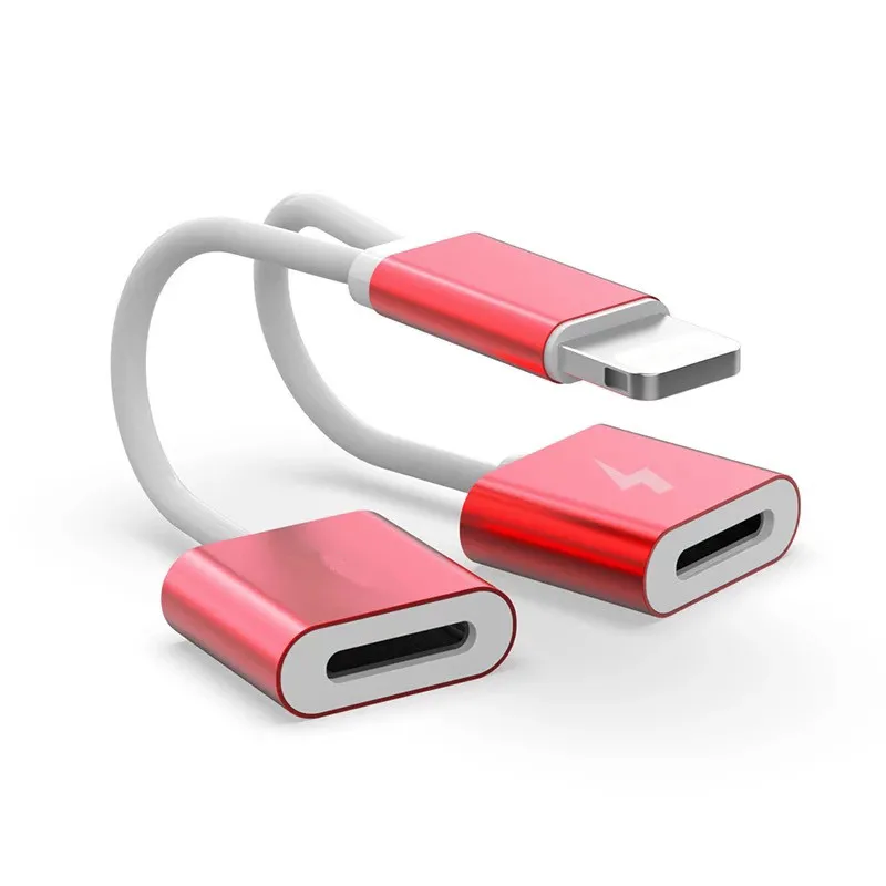 

2019 2 in 1 Charging Audio Adapter 3.5MM Headphone Jack Splitter USB Charger Earphone Cable for IOS10.3, Black / siliver / gold / rose gold / customized