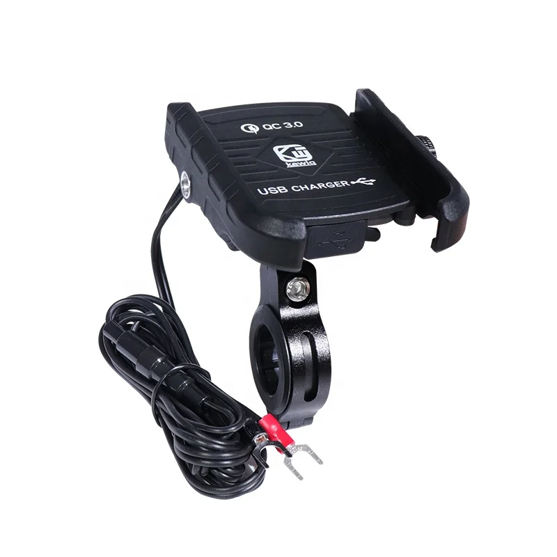 

Motorcycle Handlebar Mirror Metal Mount Phone Holder USB Charger Cell Phone NEW, Black;blue;orange;green