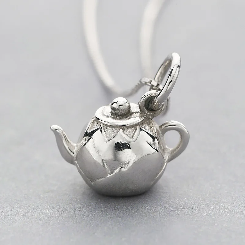 

Cute Cauldron Kettle Charm 925 Sterling Silver Charm Necklace Pendant, White