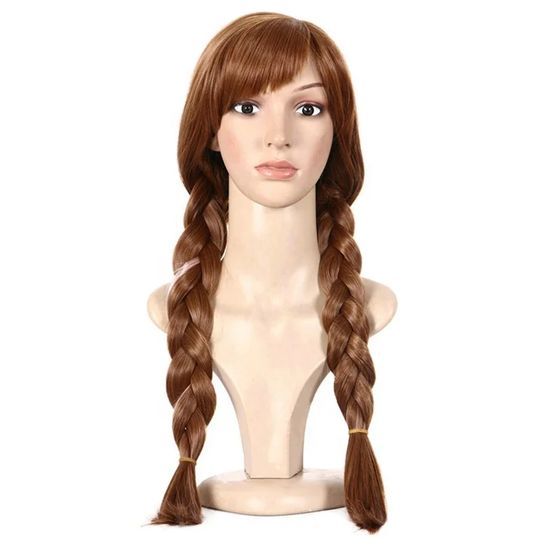 

Anogol Anna Cosplay Wig Brown Braid Wigs Synthetic Hair for Halloween