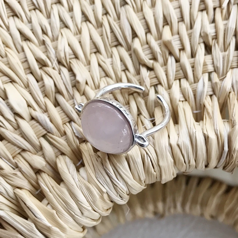 

Latest design vintage style 925 silver pink quartz ring