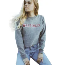 2015 autumn new gray women sweatshirt long sleeve casual letter print pullover short paragraph hoodies free shipping