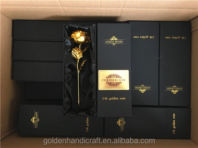 Customized Gift Box 24K Gold Rose Flower Artificial Golden Roses