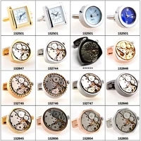 

custom made novelty gold/silver/ black mens shirt watch metal cufflinks mechanical cufflinks