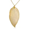 Best Gift Silver Dipped REAL Leaf Women 24k Gold Plated Necklace Jewelry