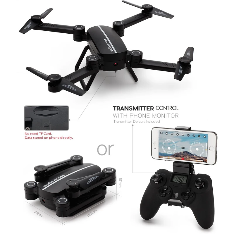 Sky Hunter X8tw Mini Drone With Camera Foldable Quadcopter Altitude Hold Rc Helicopter Headless