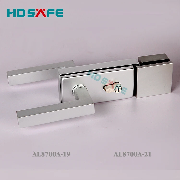 Modern Aluminum Lock Handle Door Hardware Black Security Door Lock With