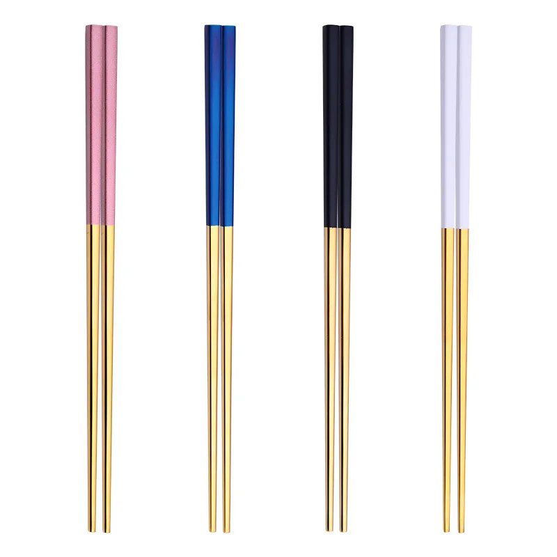 

L37 Double Colors Gold Plated Stainless Steel Chopsticks Tableware