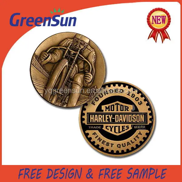Hot sale high quality 3D antique gold plate custom design metal old coin