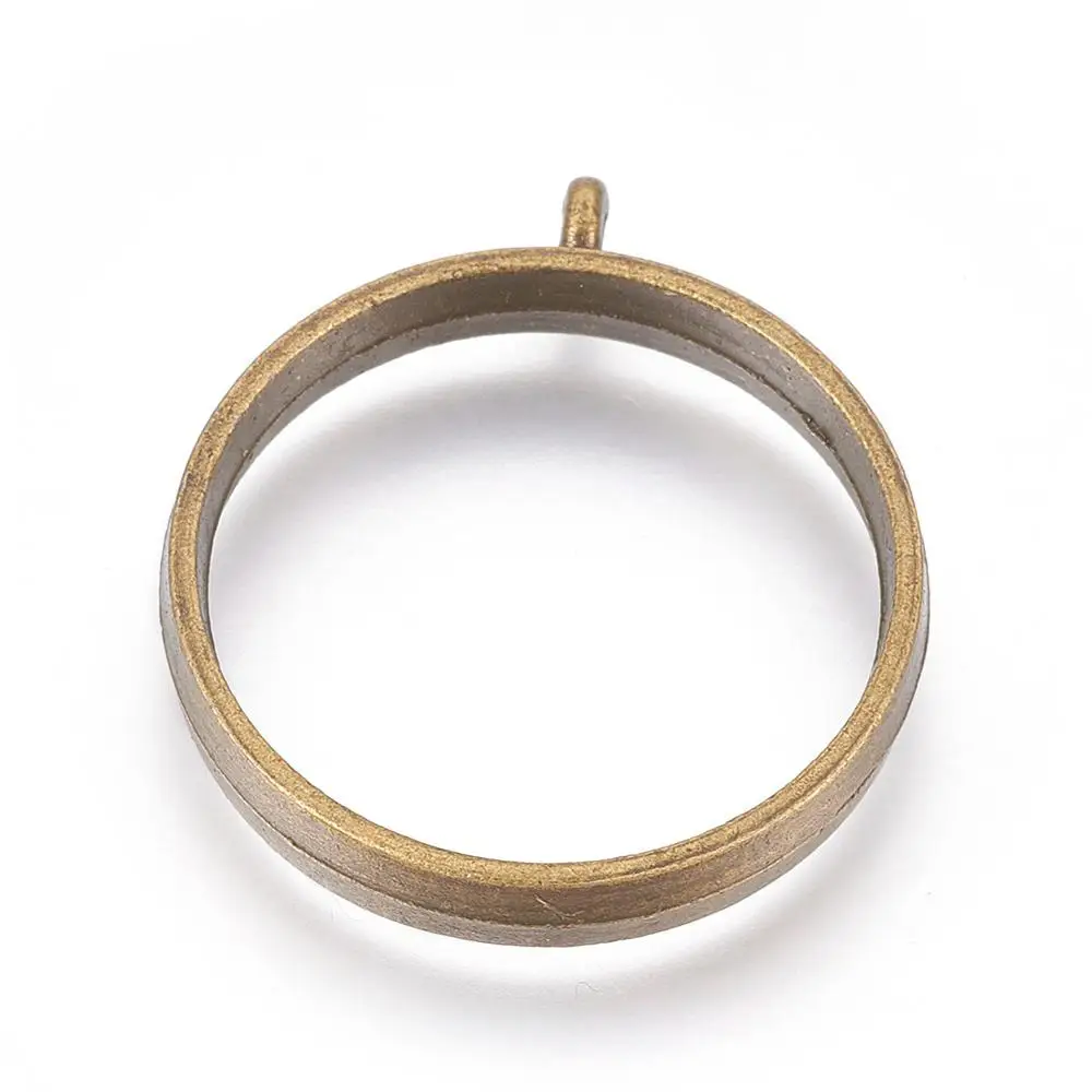 

PandaHall 25mm Antique Bronze Jewelry Alloy Ring Bezel Pendant