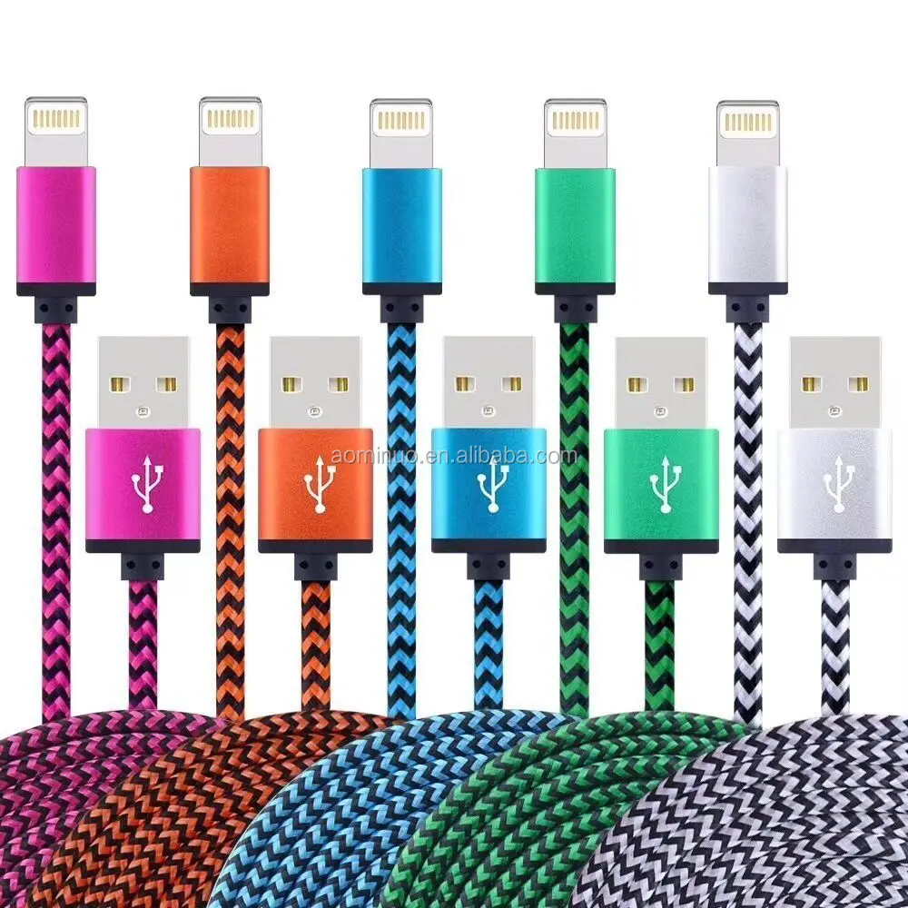 

nylon braided PASS 2A mobile USB cable for iphone 5/6/7/8/X XS MAX cable IOS 12, Popular 5color;also accept customized color