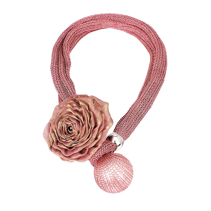 

HANSIDON Big Imitation Pearl Pendant Necklaces Rose Flower Thick Rope Adjustable Statement Chokers Necklaces Women Jewelry, Rose red, brown, green, gray
