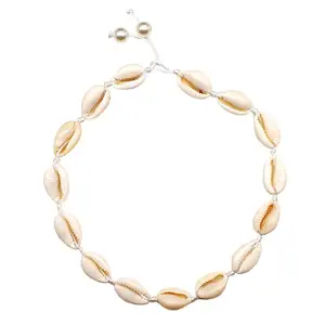 2019 New Design  Puka Shell Necklace Weaved Cowrie Shell Necklace Adjustable Choker Necklace for Beach Holiday
