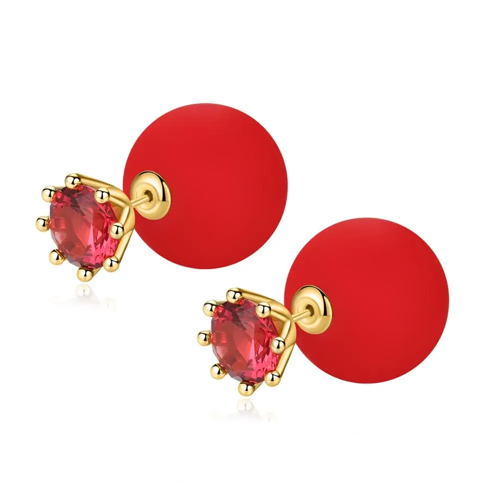 LUOTEEMI Fresh Water Freshwater Pearl Earring Fashion Girls Red Peal Beaded Party Stud Earrings