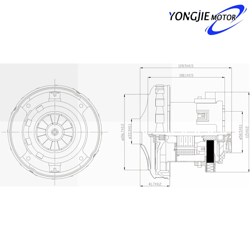 V2jpg25 1400w Vacuum Cleaner Motor,106.7mm*128.5mm*115mm Household Ac
