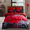 wholesale 100%polyester microfiber 3d digital red rose flower print queen king size bed sheets bedding sets