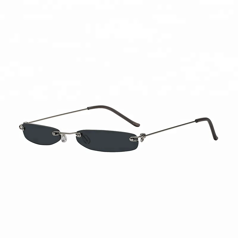 

Vintage tiny 2019 fashion rectangle ultralight unisex model small rimless sunglasses