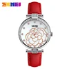 Skmei 9145 fashion luxury diamond genuine leather watches quartz ladies wristwatches allibaba.com