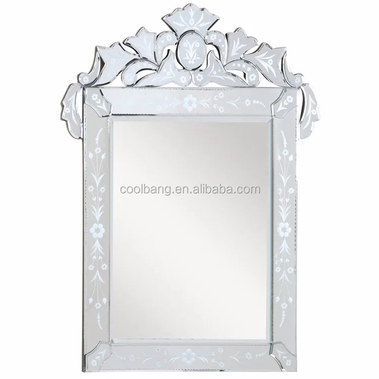 Vintage Style Small White Rectangle Venetian Mirror For Living