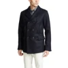 Factory Made Wholesale Winter Mens Wool Blend Peacoat Navy Jacket