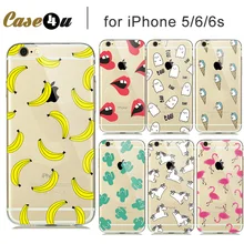 Soft Transparent Fashion Fruit Banana Unicorn Sexy lips Clear Case Cover for iPhone 6s 6 5S 5 iPhone hood capinhas capa shell