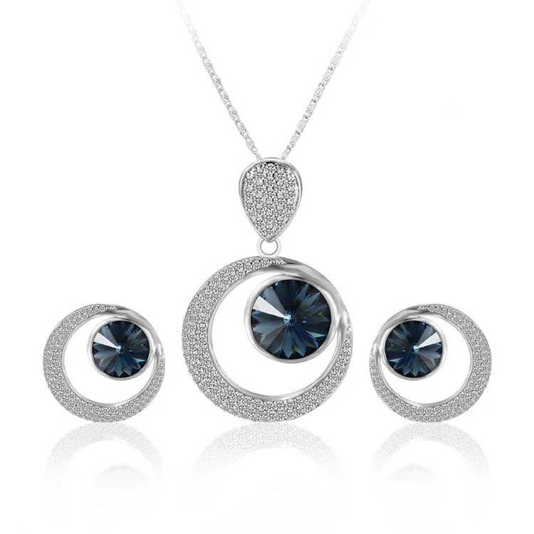 

XS6112 xuping crystals from Swarovski circle silver color jewelry set