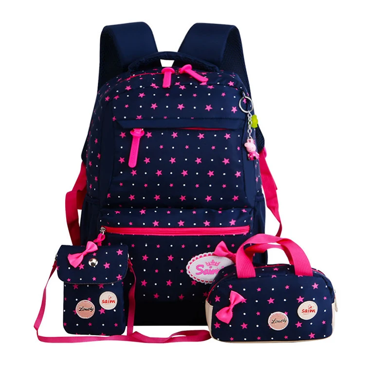 

2020 New Model Waterproof School Bag Set mochilas escolares For Kids, Pink,blue,purple,royal blue