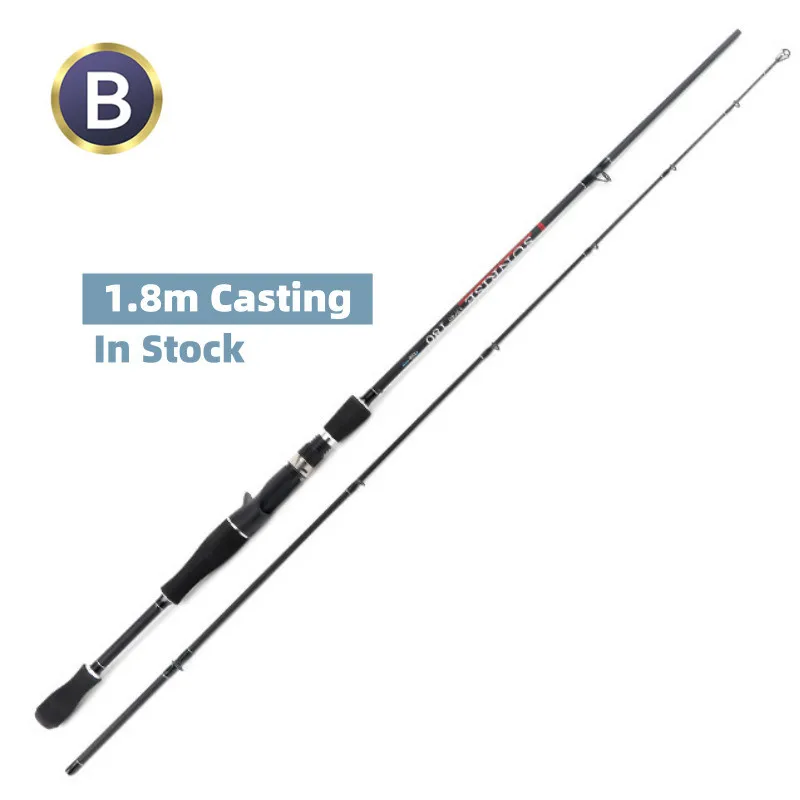 

wholesale factory in stock 1.8m 15-40g L/M/MH action carbon fiber 2 section baitcasting fishing rod