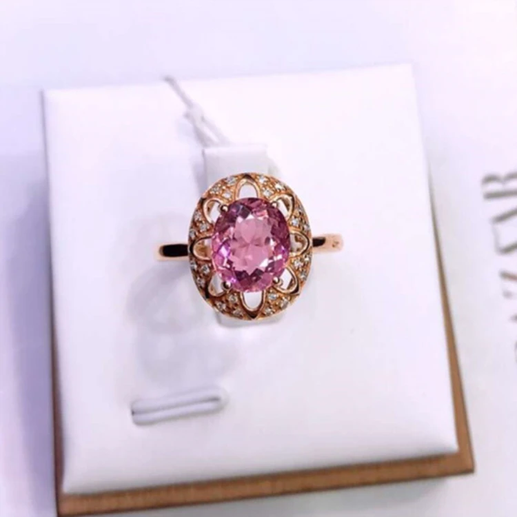

China gemstone factory wholesale jewelry 18k gold South Africa real diamond natural tourmaline ring for women