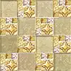 gold 3D pattern crystal glass mix stainless tile mosaic