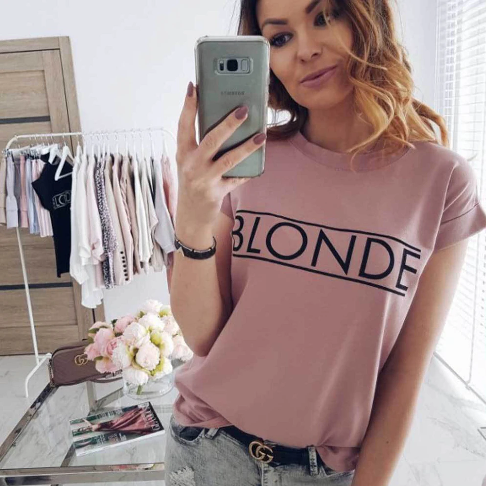 

Fashion Vogue Womens Short Sleeve Basic Tee Shirt Summer Casual Tops feminina Hipster tumblr harajuku brand Blouse dames kleding