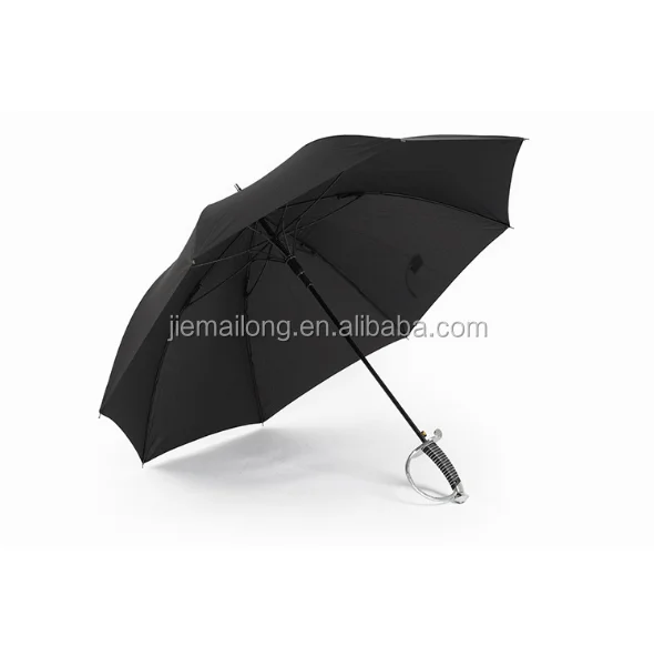 
Samurai sword umbrella black solid fabric 110cm fiber frame umbrella with long ancient hilt handle with shoulder girdle sleeve 