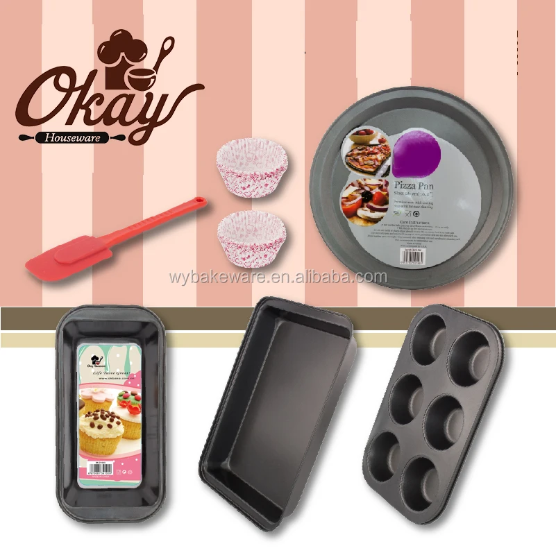 
BK-D6079 OKAY baking tool set pizza pan muffin pan loaf pan and Roaster bakeware set 
