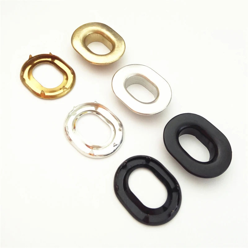Metal brass oval shape eyelets and grommets  with six prong for tent and for net
