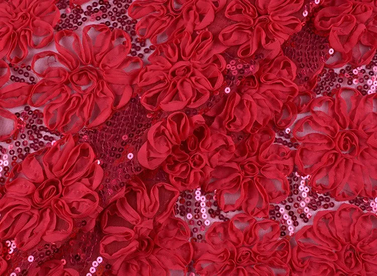 高品質3d花柄ポリエステル服赤いギピュールスパンコールコード刺繍レース生地 Buy 刺繍レース生地 ギピュールコード刺繍生地 3d花レース Product On Alibaba Com