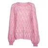 Light beautiful cashmere ladies lantern sleeves knitted sweater spring