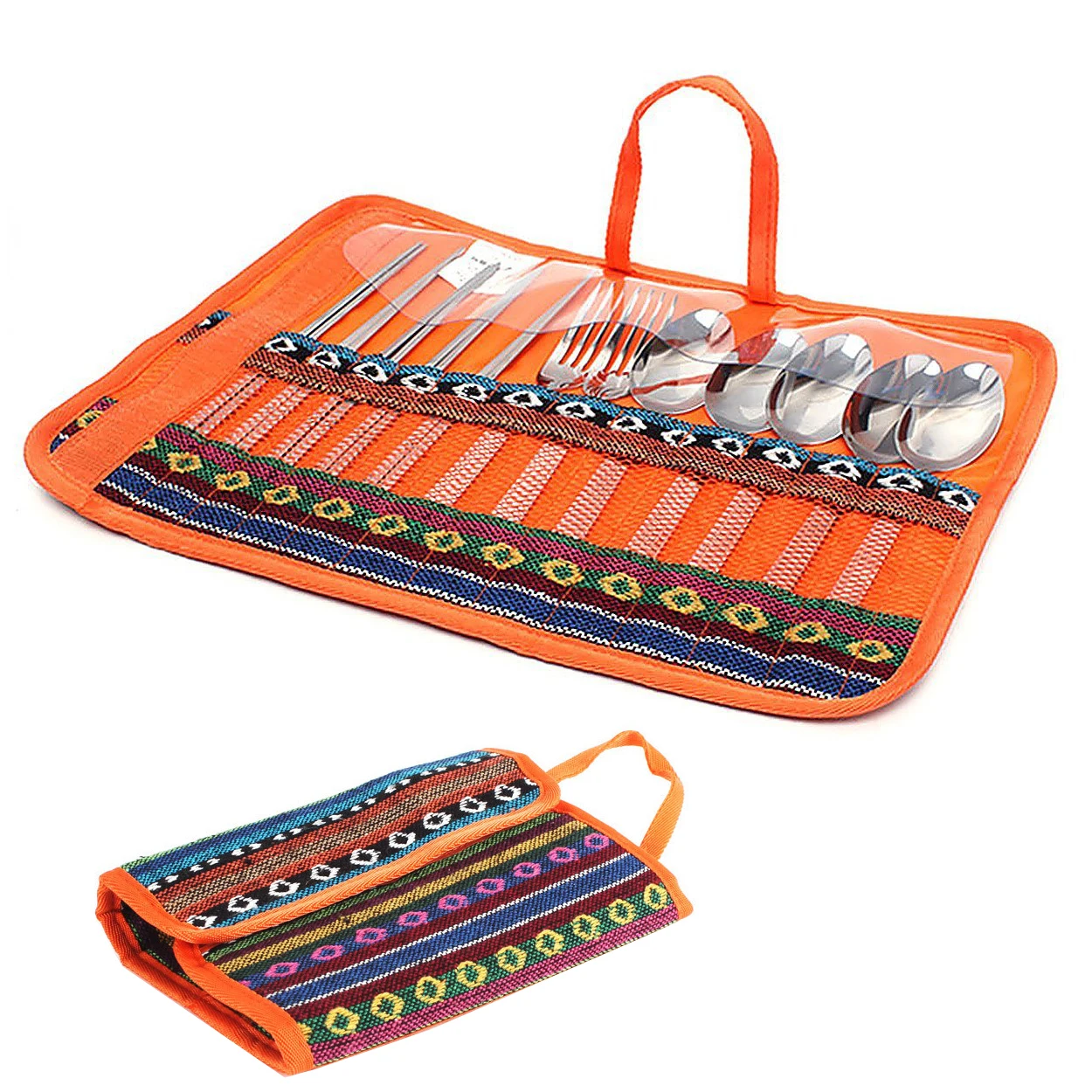 12 Slots Camping Picnic Travel Portable Foldable Cutlery Flatware