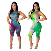 

USD5 Summer Open Back Tie Dye Women Jumpsuit And Rompers