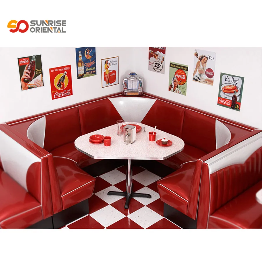 
American restaurant furniture fifties retro style diner booths restaurant booths hot sale to USA 