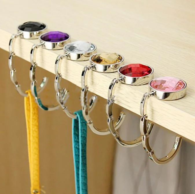 

Folded Handbag Tote Hook Hanger Holder Table Purse Bag Hook Hanger Holder Alloy Fashion Crystal Rhinestone decoration