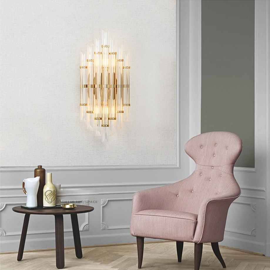 
Postmodern Crystal Stainless Steel Wall lamp Wall Light Wall Sconce For Foyer Bedroom Corridor 