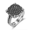 Mytys Hot Sale Item Women and Men Retro Style White Gold plated Color Black Crystal Jewelry Finger Ring R2140