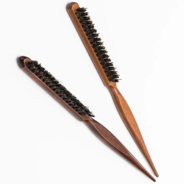 

Soft Custom Logo Eco Friendly Women Straightening Boar Bristle Wooden Hair Comb Edge Brush