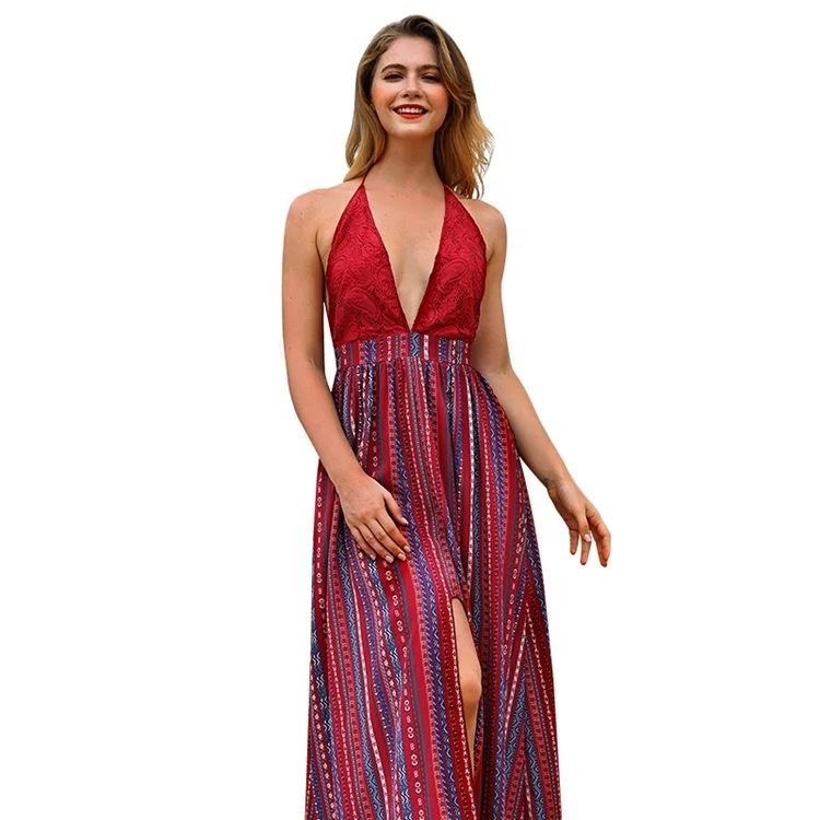 

Newest summer woman flower sexy maxi dress